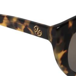 Pre Owned Tory Burch Brown Animal Print Acetate Mirror TY7115 Sunglasses