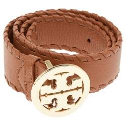 Tory Burch Tan Leather Robinson Small Cut to Size Belt