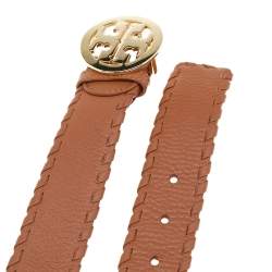 Tory Burch Tan Leather Robinson Small Cut to Size Belt