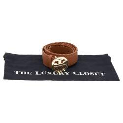 Tory Burch Tan Leather Robinson Small Cut to Size Belt
