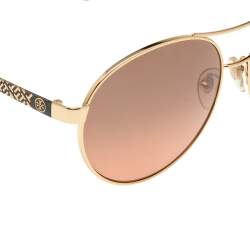 Pre Owned Tory Burch Black/Brown Gradient TY 6037 Aviator Sunglasses