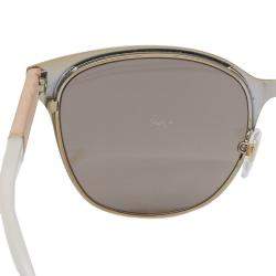 Pre Owned Tory Burch Gold Tone/White TY6041 Mirrored Wayfarer Sunglasses