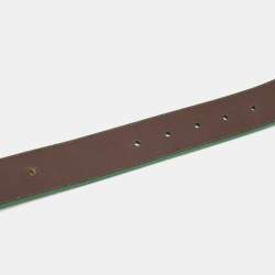 Pre Owned Tory Burch Green Leather Robinson Buckle Belt M