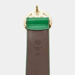 Pre Owned Tory Burch Green Leather Robinson Buckle Belt M