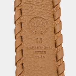 Pre Owned Tory Burch Tan Leather Whip Stitch Belt M