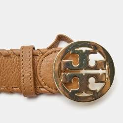 Pre Owned Tory Burch Tan Leather Whip Stitch Belt M