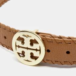 Pre Owned Tory Burch Tan Leather Whip Stitch Belt M