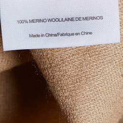 Pre Owned Tory Burch Beige Logo Jacquard Wool Fringed Scarf