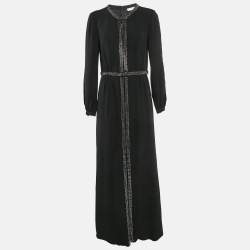 Tory Burch Black Studded Silk Maxi Dress M