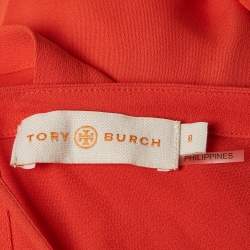 Tory Burch Orange Chiffon Strap Tie-Up Detail Evaline Maxi Dress M