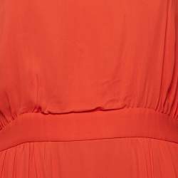 Tory Burch Orange Chiffon Strap Tie-Up Detail Evaline Maxi Dress M
