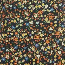 Pre Owned Tory Burch Black Floral Print and Sequin Embroidery Cotton Midi Dress L