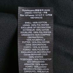 Pre Owned Tory Burch Black Floral Print and Sequin Embroidery Cotton Midi Dress L