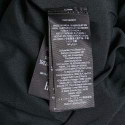 Pre Owned Tory Burch Black Floral Print and Sequin Embroidery Cotton Midi Dress L