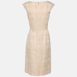 Pre Owned Tory Burch Beige Jacquard Sleeveless Midi Dress S