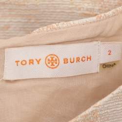 Pre Owned Tory Burch Beige Jacquard Sleeveless Midi Dress S