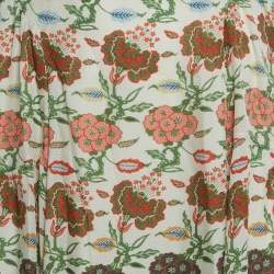 Pre Owned Tory Burch Ivory Floral Print Silk Asymmetric Hem Kendall Maxi Dress S