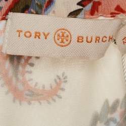 Pre Owned Tory Burch Cream Paisley Print Silk Maxi Skirt L