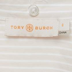 Pre Owned Tory Burch Beige Striped Cotton Long Sleeve Shirt XS