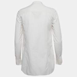 Pre Owned Tory Burch Beige Striped Cotton Long Sleeve Shirt XS