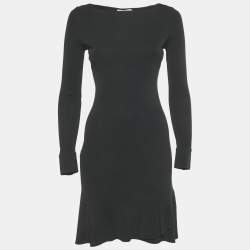 Pre Owned Tory Burch Black Jersey Long Sleeve Mini Dress XS