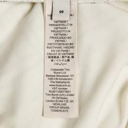 مملوكة مسبقًا Tory Burch White Printed Jersey Collar Midi Dress S