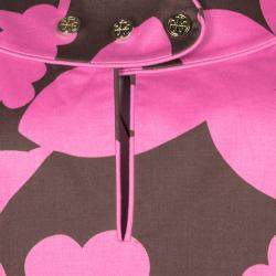Pre Owned Tory Burch Brown and Pink Floral Printed Cotton Sleeveless Dress L