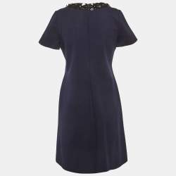 مملوكة مسبقًا فستان توري بورش كحلي بترتر تفصيل جيرسي قصير صغير