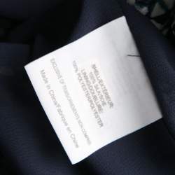 Pre Owned Tory Burch Navy Blue and White Honeycomb Pattern Printed Silk Jacquard Maxi Dress S