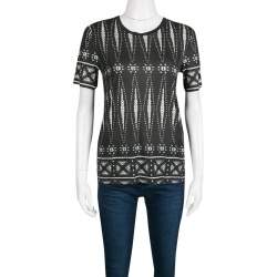 Tory Burch Monochrome Printed Pima Cotton T-Shirt XS