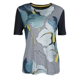 Pre Owned تي شيرت توري برش قطن بيما مخطط طباعة كاثي كحلي S