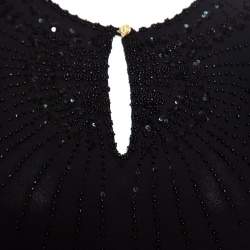 Pre Owned Tory Burch Black Silk Embellished Long Sleeve Natasha Tunic S