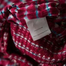 Pre Owned Tory Burch Pink Sonda Printed Smocked Bodice Maxi Dress S