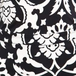 Pre Owned Tory Burch Monochrome Floral Printed Silk Knit Sheath Dress M