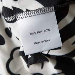 Pre Owned Tory Burch Monochrome Floral Printed Silk Knit Sheath Dress M