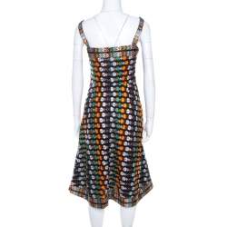 Pre Owned Tory Burch Multicolor Floral Embroidered Mesh A Line Dress S