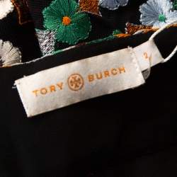 Pre Owned Tory Burch Multicolor Floral Embroidered Mesh A Line Dress S