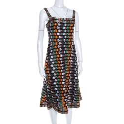 Pre Owned Tory Burch Multicolor Floral Embroidered Mesh A Line Dress S