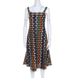 Pre Owned Tory Burch Multicolor Floral Embroidered Mesh A Line Dress S