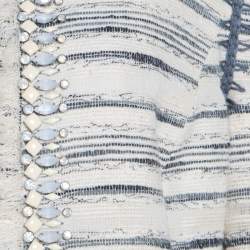 Pre Owned Tory Burch Cream Textured Jewel Embellished Nicole Boucle Jacket L