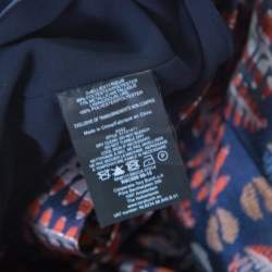Tory Burch Navy Blue Lurex Fern Patterned Pleated Bodice Strapless Dress S