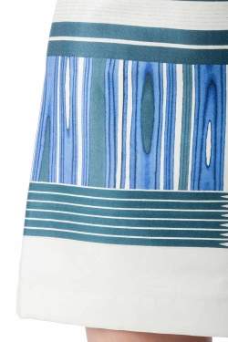 Pre Owned Tory Burch Indigo Plaited Stripe Cotton Silk Mikado Mini Skirt S