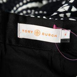 Pre Owned Tory Burch Monochrome Patterned Tweed Savora Pencil Skirt S