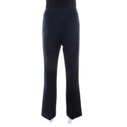 Pre Owned Tory Burch Navy Blue Wool Blend Straight Fit Callie Pants M
