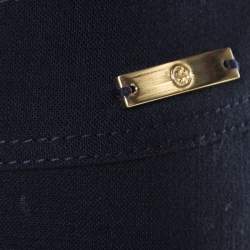 Pre Owned Tory Burch Navy Blue Wool Blend Straight Fit Callie Pants M