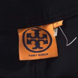 Pre Owned Tory Burch Navy Blue Wool Blend Straight Fit Callie Pants M
