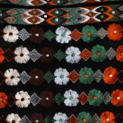 Pre Owned Tory Burch Multicolor Floral Embroidered Mesh A Line Dress M