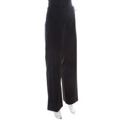 Pre Owned Tory Burch Black Wool Wide Leg Trousers M