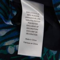Tory Burch Blue Peacock Print Silk Tassel Detail Camisole Dress M