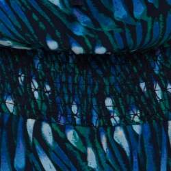Tory Burch Blue Peacock Print Silk Tassel Detail Camisole Dress M
